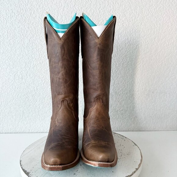 Lane EMMA JANE Womens Cowboy Boots 7.5 Cognac Brown Leather Western Cowgirl Tall - Picture 6 of 14